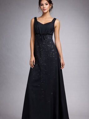 Alice black formal dress A-line sequin lace-up back prom evening gown